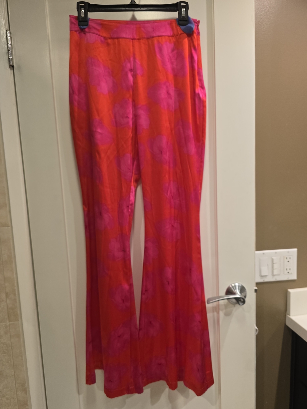 From Future Silk Print Pants With Slight Flare